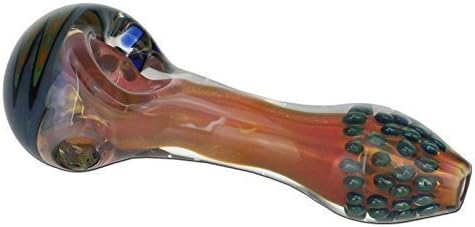 Glaspfeife Perlen bunt 110mm Kickloch Purpfeife Glas Spoon Pfeife