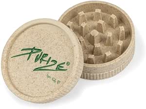 PURIZE® - Bio Grinder 2-teilig handbetrieben aus Kunststoff mit organischem Anteil - Kräuter- & Spicemühle mit 55 mm Durchmesser - Biologisch abbaubarer Crusher für Kräuter, Gewürze, Kaffee uvm.