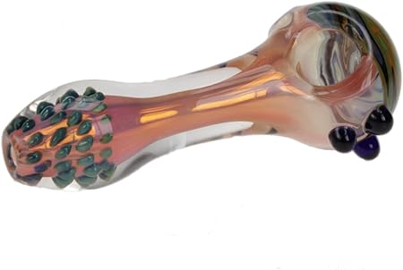 Glaspfeife Perlen bunt 110mm Kickloch Purpfeife Glas Spoon Pfeife