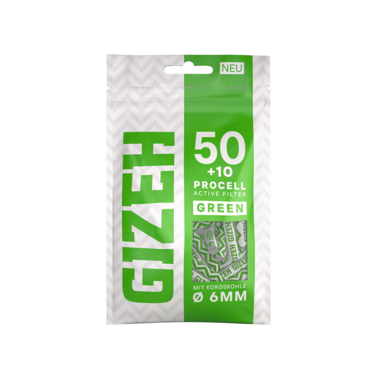 GIZEH ProCell Active Filter BLACK oder GREEN 6mm 50 + 10er