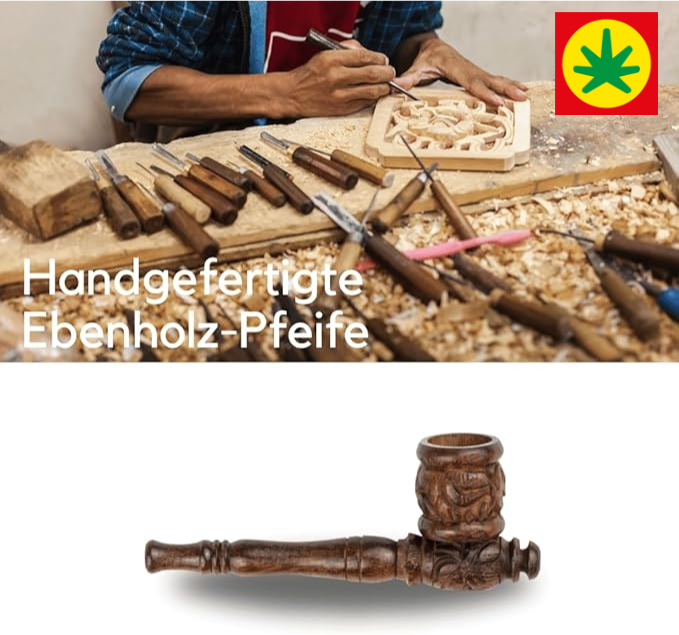 Holz-Pfeife in Braun 10 cm 3tlg. Set Handgeschnitzt