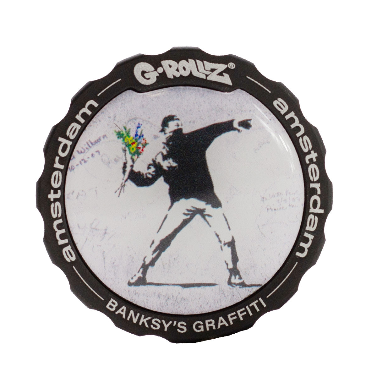 G-Rollz Banksy Graffiti 'Flower Thrower' 3part Grinder - 53mm
