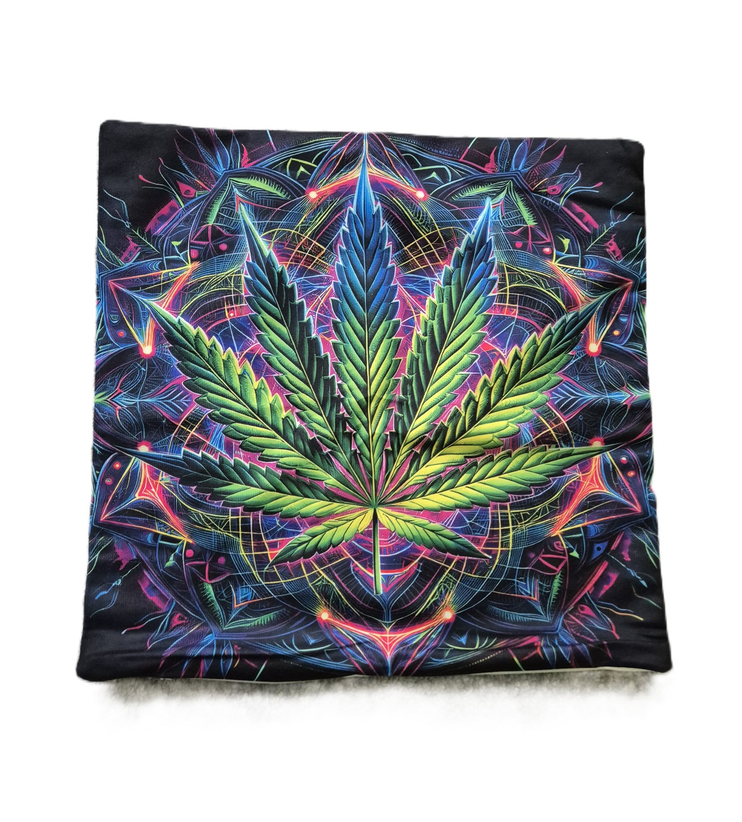 420 Kissenbezug, leuchtet im Dunkeln bei Neon/Schwarzlicht, 40x 40cm
