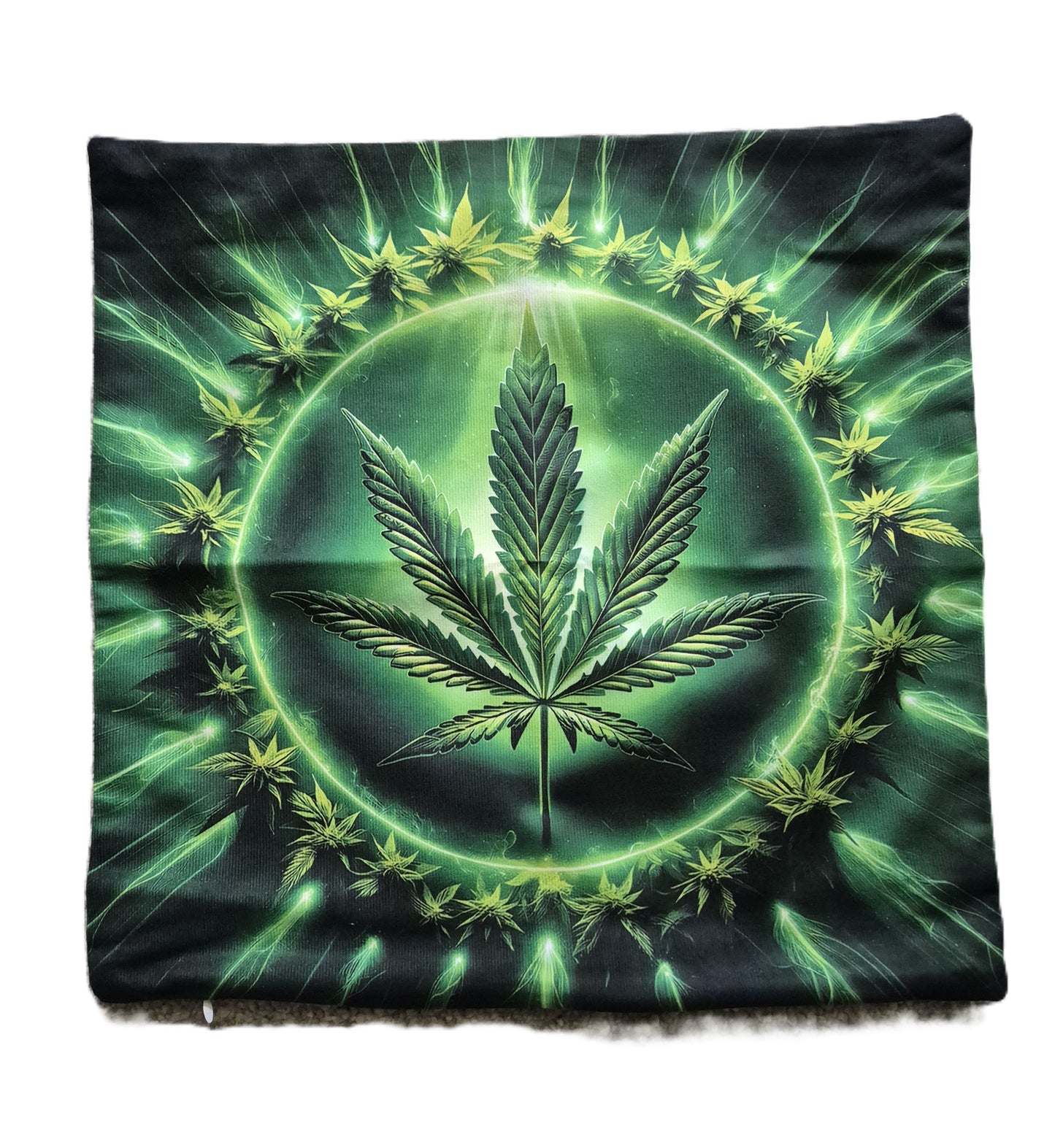 420 Kissenbezug, leuchtet im Dunkeln bei Neon/Schwarzlicht, 40x 40cm