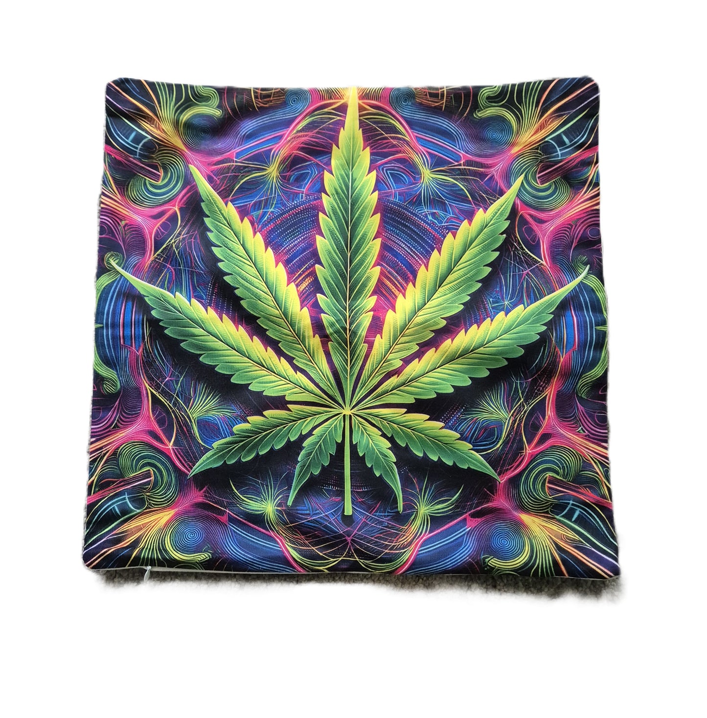 420 Kissenbezug, leuchtet im Dunkeln bei Neon/Schwarzlicht, 40x 40cm