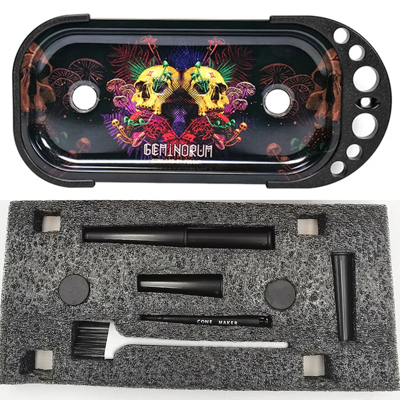 Metall Rolling Tray Cone Loader für King Size & 1 1/4 Größe Pre gerollt Kegel, Kegel Pre Roll Maschine umfasst klappbaren Stand Kegel Füller, Füller Trichter -Muti-Farbe