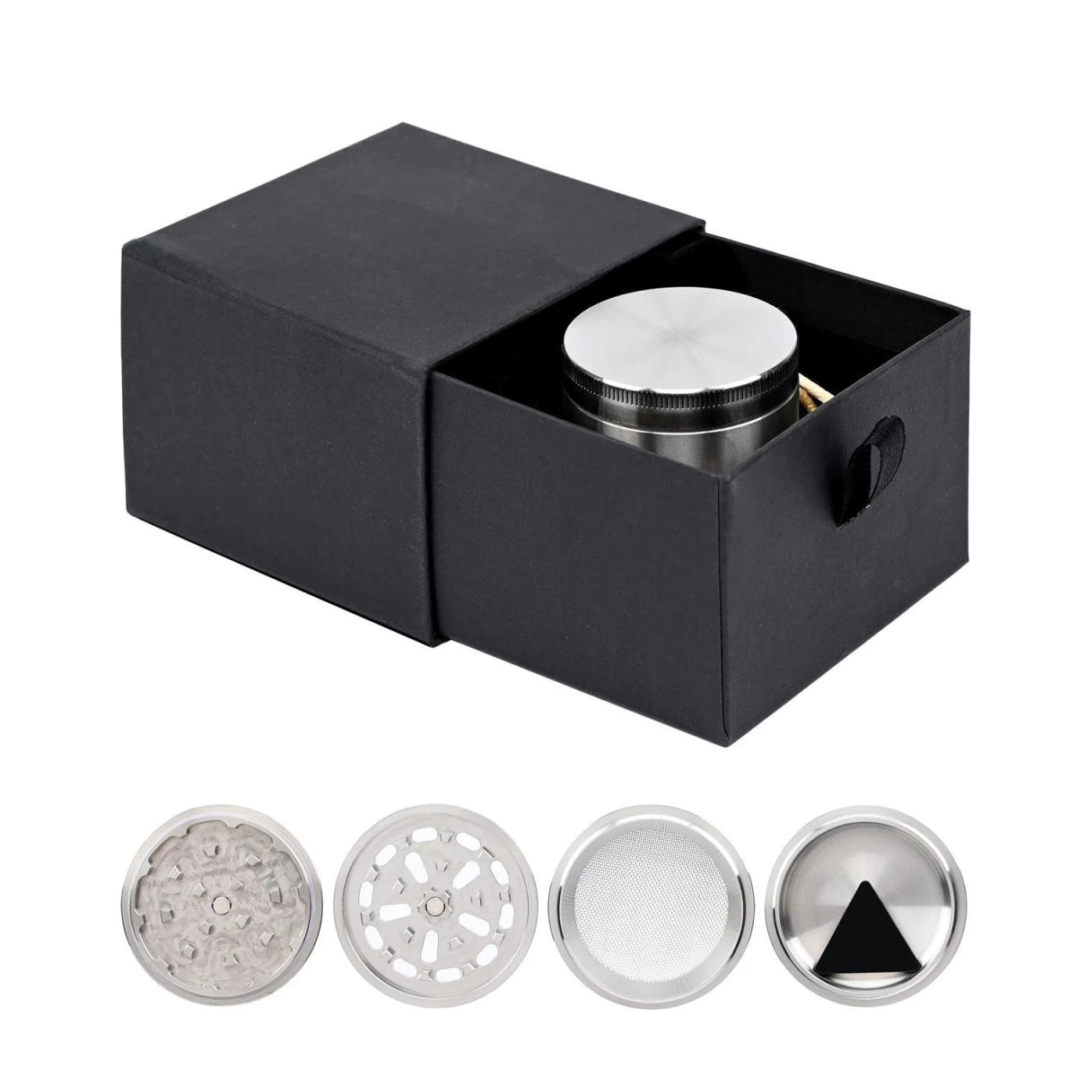 Atomic Edelstahl Grinder 4-teilig - 47mm x 46mm