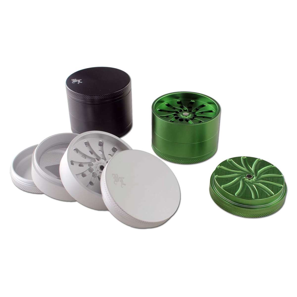 Black Leaf Masher Aluminium Grinder 4-tlg.