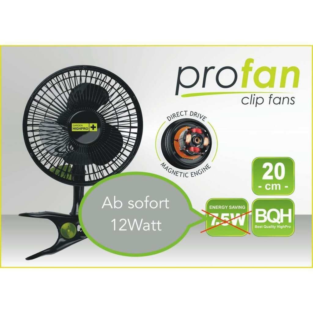 Clip Ventilator 12W | Ø20cm mit Stangenclip | PROFAN PROFESSIONAL | Garden Highpro