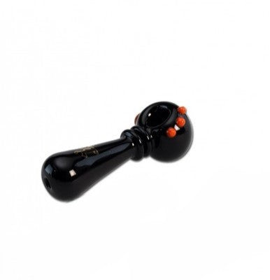 "Black Leaf" Handpfeife aus Glas Schwarz mit Noppen