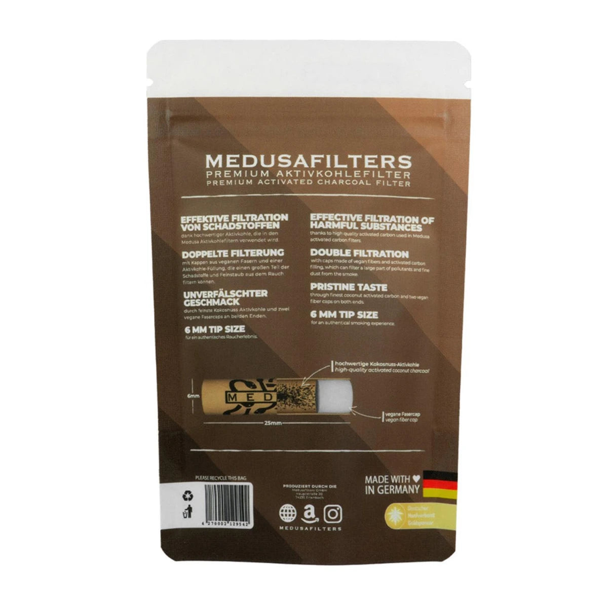 Medusafilters Aktivkohlefilter 6mm 50er/100er Packung/Glas