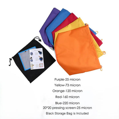 Aufbewahrungstasche, 5-teiliges Set 18,93 L Filtertasche Blasentaschen-Set, 5-teiliges Set, Mikron-Tasche, Kordel-Taschen, Extraktionsbeutel mit Druckbildschirm und Tragetasche