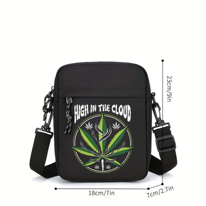 Freizeit Brusttasche mit Brokkoli Motiv "High in the Cloud"  - Große Kapazität, Umhängetasche mit Verstellbarem Gurt, Nylon, Schwarz