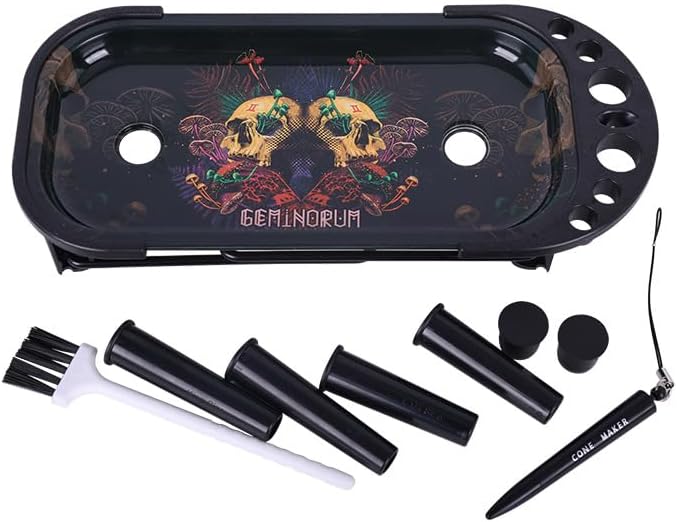 Metall Rolling Tray Cone Loader für King Size & 1 1/4 Größe Pre gerollt Kegel, Kegel Pre Roll Maschine umfasst klappbaren Stand Kegel Füller, Füller Trichter -Muti-Farbe