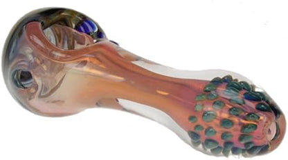 Glaspfeife Perlen bunt 110mm Kickloch Purpfeife Glas Spoon Pfeife
