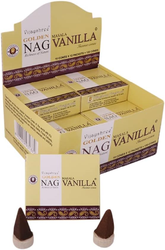 Golden Nag Vanilla Kegel - 10 Räucherkegel Box Cones