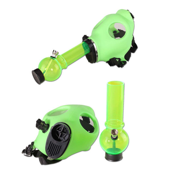 Gasmaske grün mit Bong