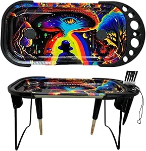Metall Rolling Tray Cone Loader für King Size & 1 1/4 Größe Pre gerollt Kegel, Kegel Pre Roll Maschine umfasst klappbaren Stand Kegel Füller, Füller Trichter -Muti-Farbe