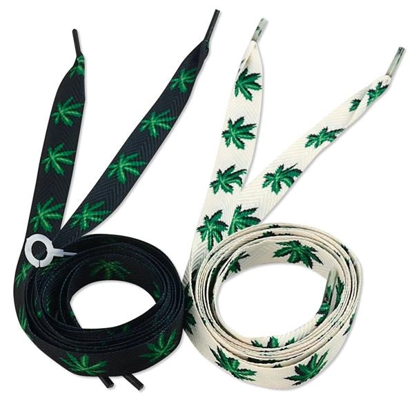 Schnürsenkel-Paar, 110cm, weiß und schwarz sortiert, ‘‘Hanfblatt‘‘