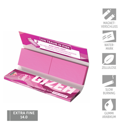Gizeh Extra Fine (Black/Pink) King Size Slim Papier + Tips