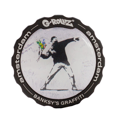 G-Rollz Banksy Graffiti 'Flower Thrower' 3part Grinder - 53mm