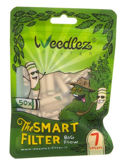 WEEDLEZ® Big Flow 7mm CLASSIC Smart Filter Zellulose-Aktivkohlefilter, 50er