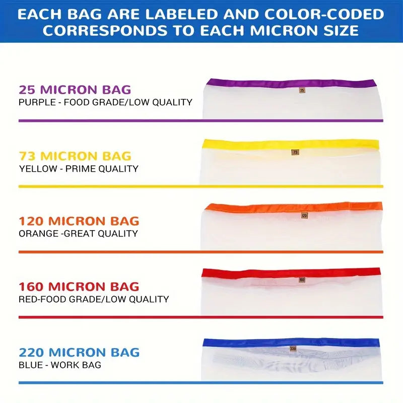 3,79 L 5 Pack Nylon Bubble Filter Bags - Ideal für pflanzliche Extrakte