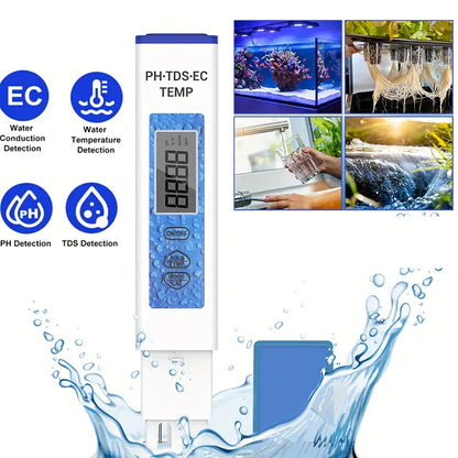 4-in-1 Digitales pH Messgerät Wasser – Präzises pH/TDS/EC/Temperatur Messgerät für Aquarium, Pool, Trinkwasser, Teich & Hydroponik