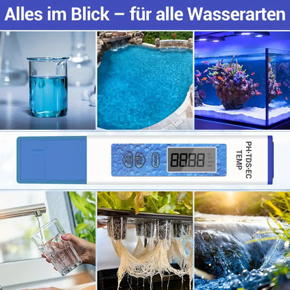 4-in-1 Digitales pH Messgerät Wasser – Präzises pH/TDS/EC/Temperatur Messgerät für Aquarium, Pool, Trinkwasser, Teich & Hydroponik