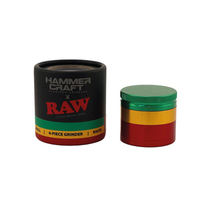 Hammercraft x RAW Grinder Rasta Aluminium 4-teilig Small Ø 49 mm