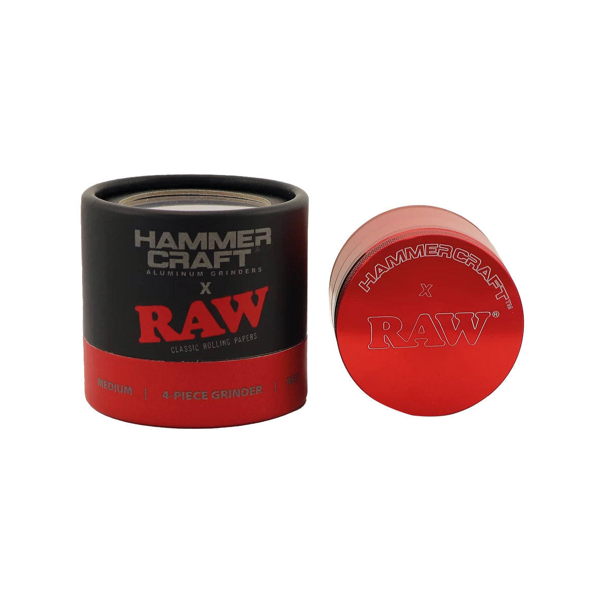 Hammercraft x RAW Grinder Red Aluminium 4-teilig Medium Ø 55 mm