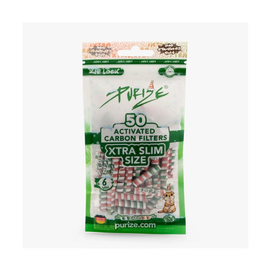 PURIZE Aktivkohlefilter XTRA Slim Size 6mm XMAS (50 Stück)